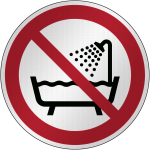 Brady Do not use this device in a bathtub, shower or water-filled reservoir, 395 x 395 mm