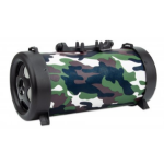 Manhattan Camouflage Bluetooth Speaker (Clearance Pricing), Decent Sound Output (3W), 3 hour Playback time, FM Radio, Range 10m, microSD card reader (32GB), Aux 3.5mm connector, USB-A charging cable included, 1200mAH battery, Bluetooth v5, 3 Years Warrant