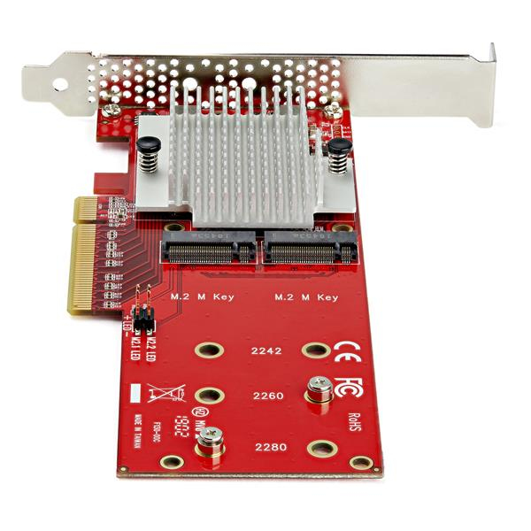 StarTech.com Dual M.2 PCIe SSD Adapter Card - x8 / x16 Dual NVMe or AHCI M.2 SSD to PCI Express 3.0 - M.2 NGFF PCIe (M-Key) Compatible - Supports 2242, 2260, 2280 - JBOD - Mac &amp; PC