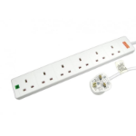 TARGET 5m 6 Gang Surge Protected LED Indicator UK Mains Extension - White