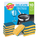 3M Scotch-Brite® Delicate Non-Sctratch Cellulose Scrub Sponge, 10 pieces - highly absorbent scourer ideal for everyday cleaning tasks