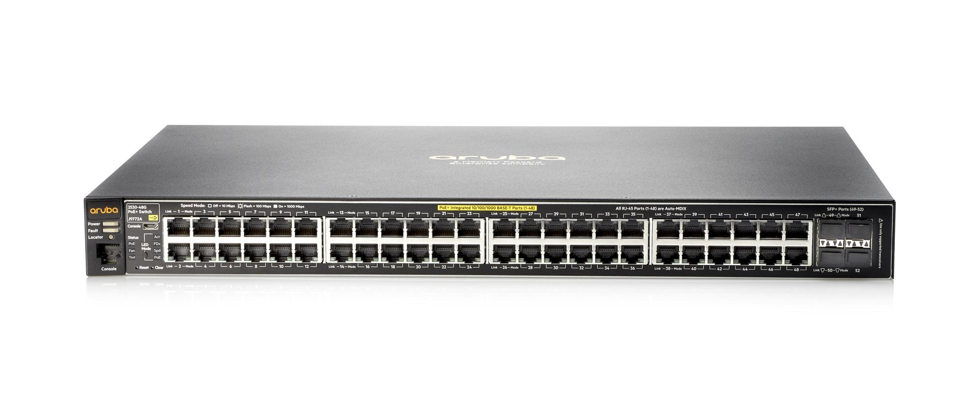 Hewlett Packard Enterprise Aruba 2530 48G PoE+ Managed L2 Gigabit Ethernet (10/100/1000) Black 1U Power over Ethernet (PoE)