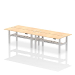 Dynamic Air Back-to-Back W1800 x D600mm Height Adjustable Sit Stand 4 Person Bench Desk With Cable Ports Maple Finish Silver Frame - HA02552 DD