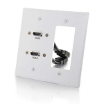 C2G Dual HDMI Pass Through Double Gang Wall Plate with One Decorative Cutout - White