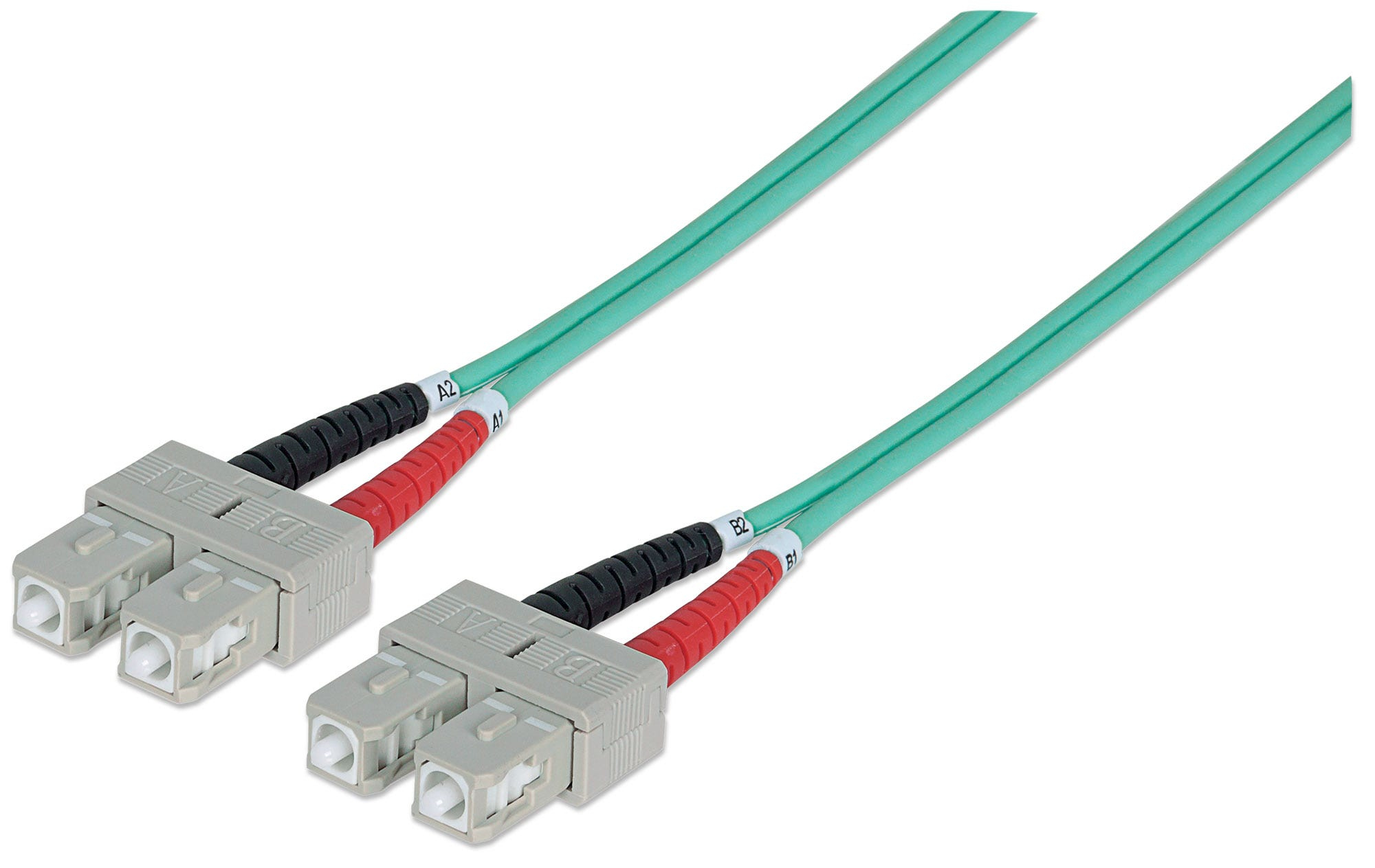 Intellinet Fiber Optic Patch Cable, OM3, SC/SC, 5m, Aqua, Duplex, Multimode, 50/125 µm, LSZH, Fibre, Lifetime Warranty, Polybag