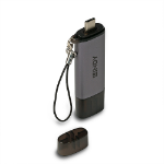 Lindy 43335 geheugenkaartlezer USB 3.2 Gen 1 (3.1 Gen 1) Type-A/Type-C Zwart, Grijs
