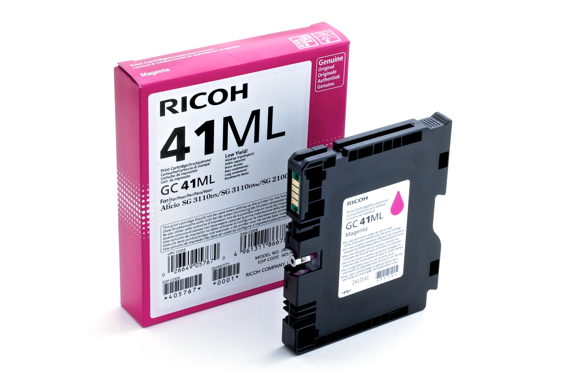 Ricoh 405767/GC-41ML Gel cartridge magenta, 600 pages ISO/IEC 24711 41ml for Ricoh Aficio SG 2100/3100