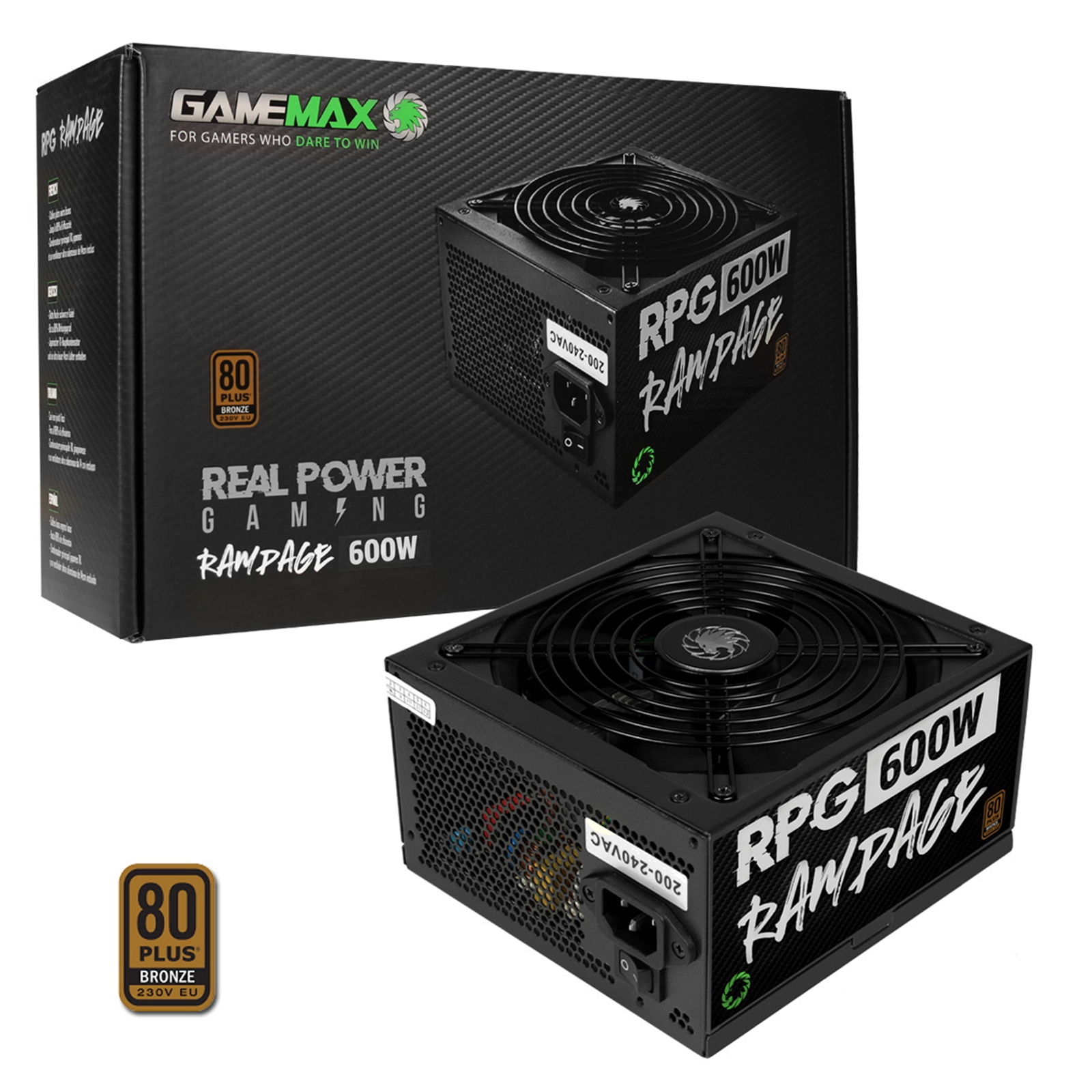 Image of GAMEMAX RPG Rampage 600W PSU, 140mm Ultra Silent Fan, 80 PLUS...