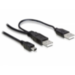 DeLOCK 2x USB2.0-A male / USB mini 5-pin USB cable 1 m USB A Mini-USB B Black