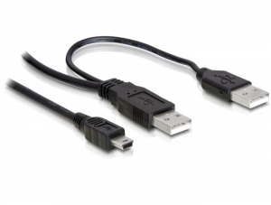 Image of DeLOCK 2x USB2.0-A male / USB mini 5-pin USB cable 1 m USB A...