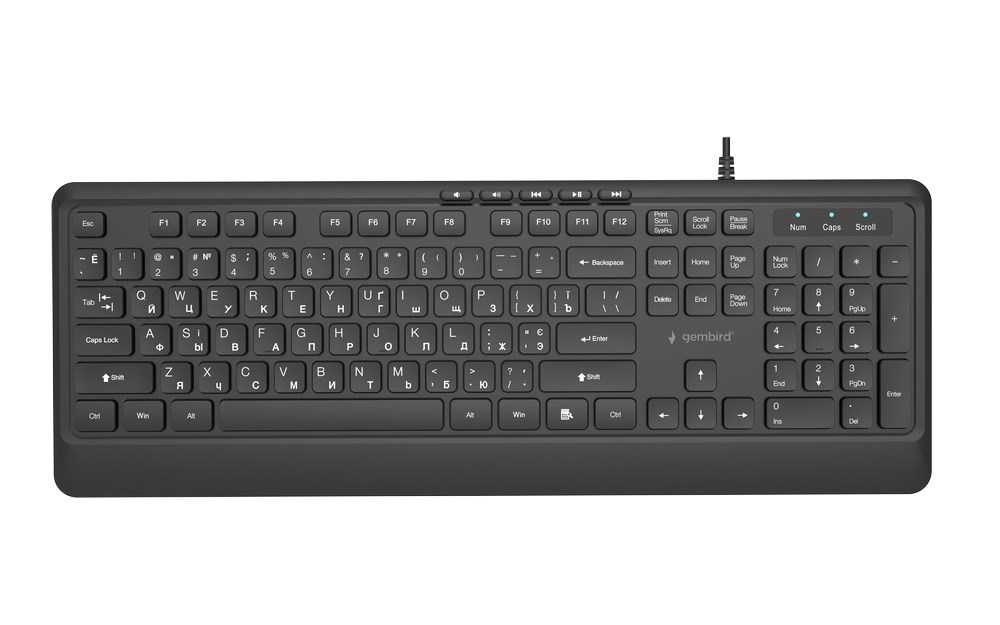 GEM bird KB-MCH-05-CYRL Slim wired multimedia keyboard, black, RU layout