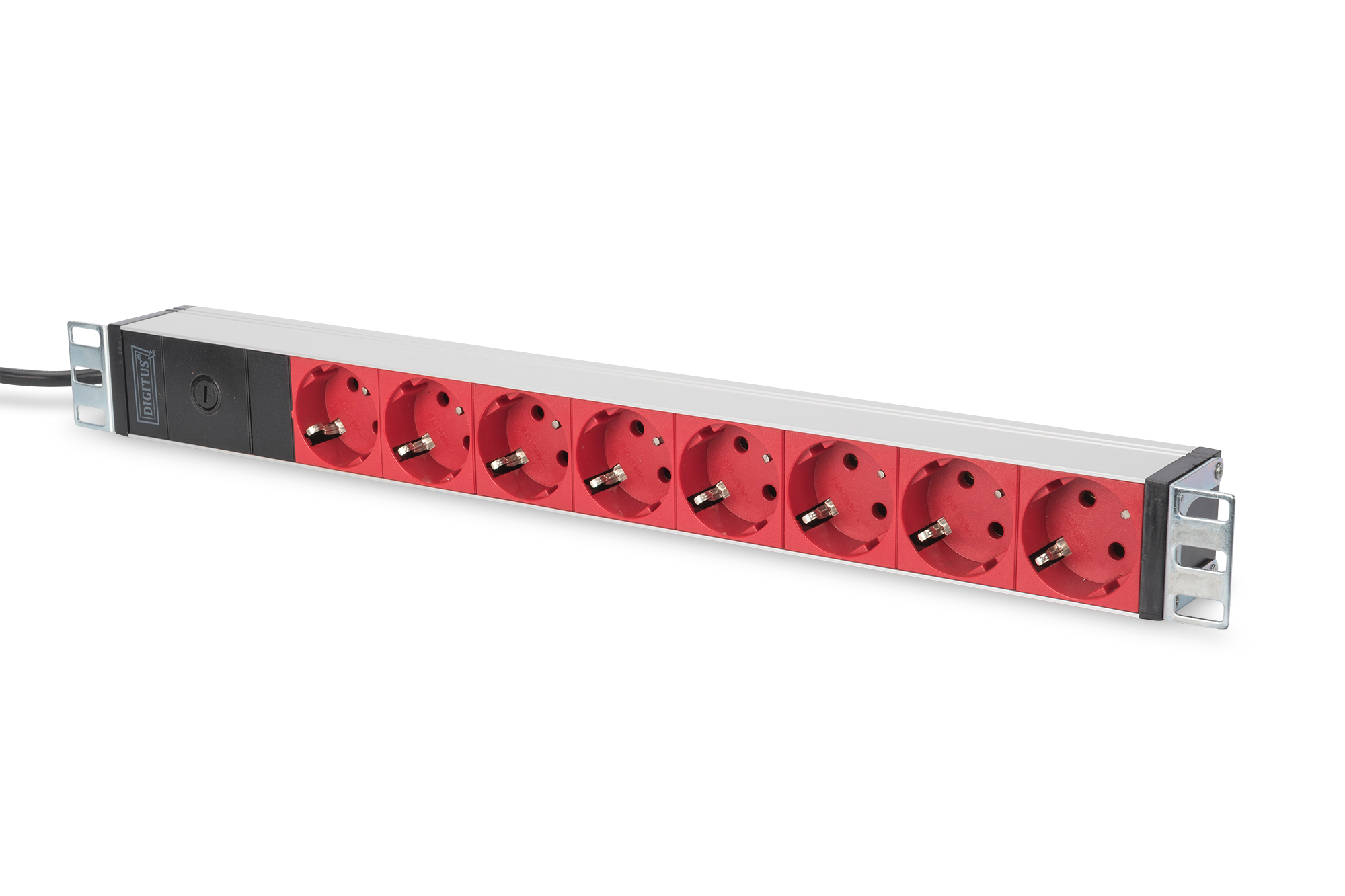 Image of Digitus aluminum outlet strip with pre-fuse. 8 safety outlets. 2 m sup