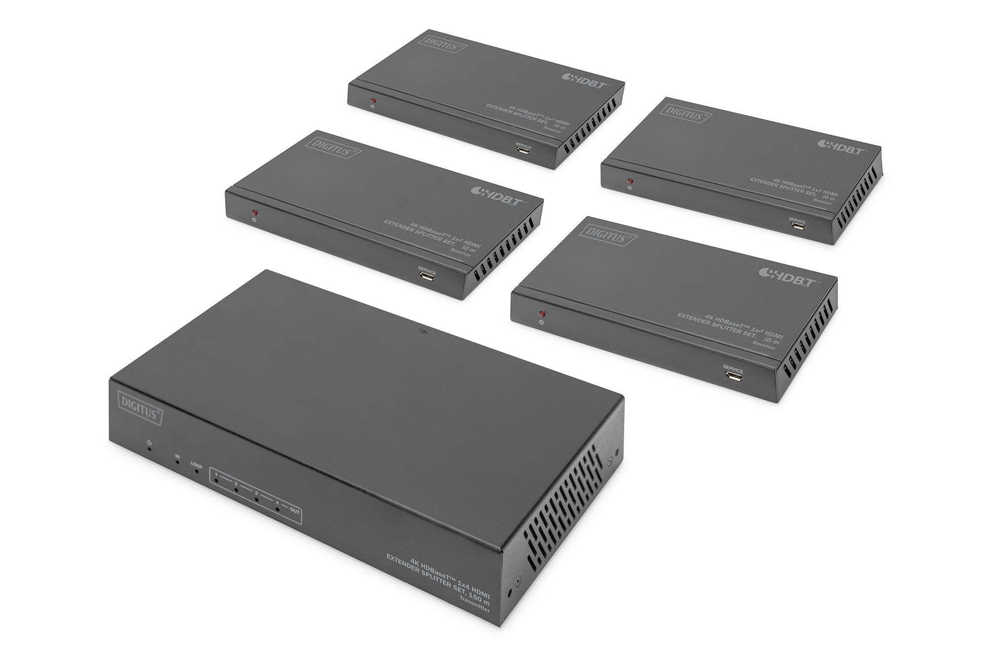 Image of Digitus 4K HDBaseT 1x4 HDMI Extender Splitter Set, 150 m
