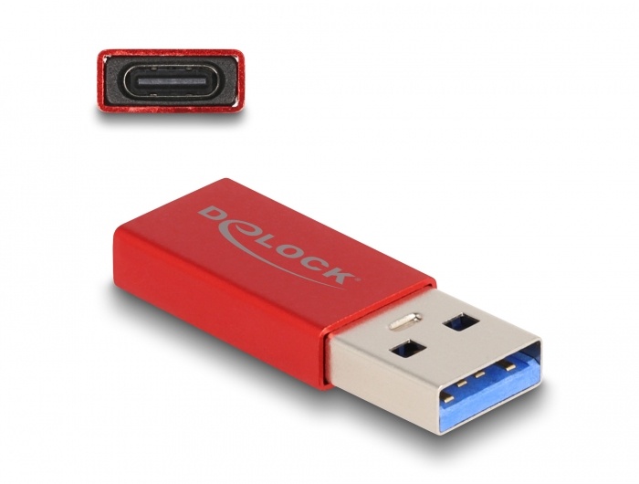 EU Product - USB-A male to USB-C female Adapter, Active, 10 Gbps - Red thumbnail