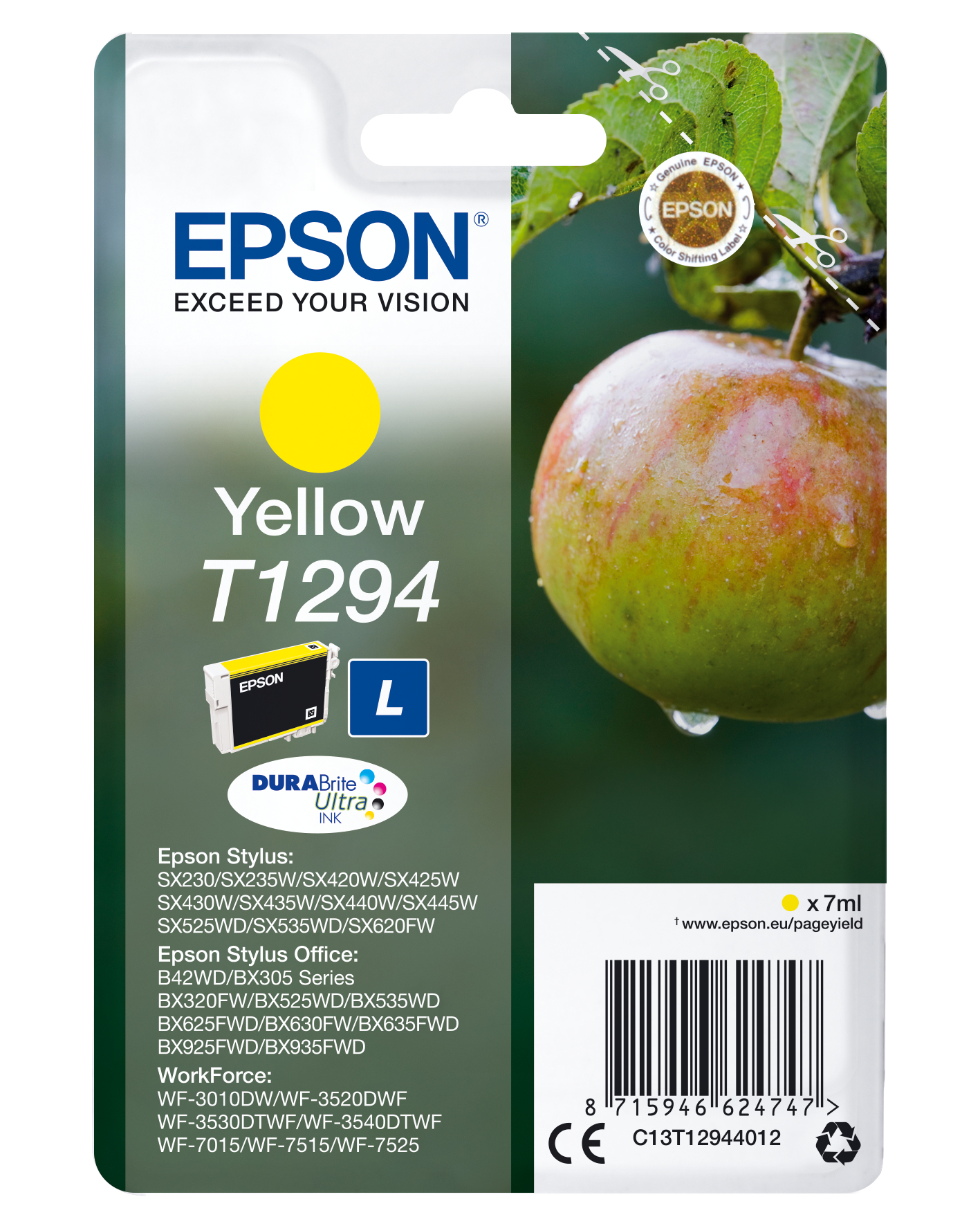 Image of Epson C13T12944012/T1294 Ink cartridge yellow, 515 pages ISO/IEC...