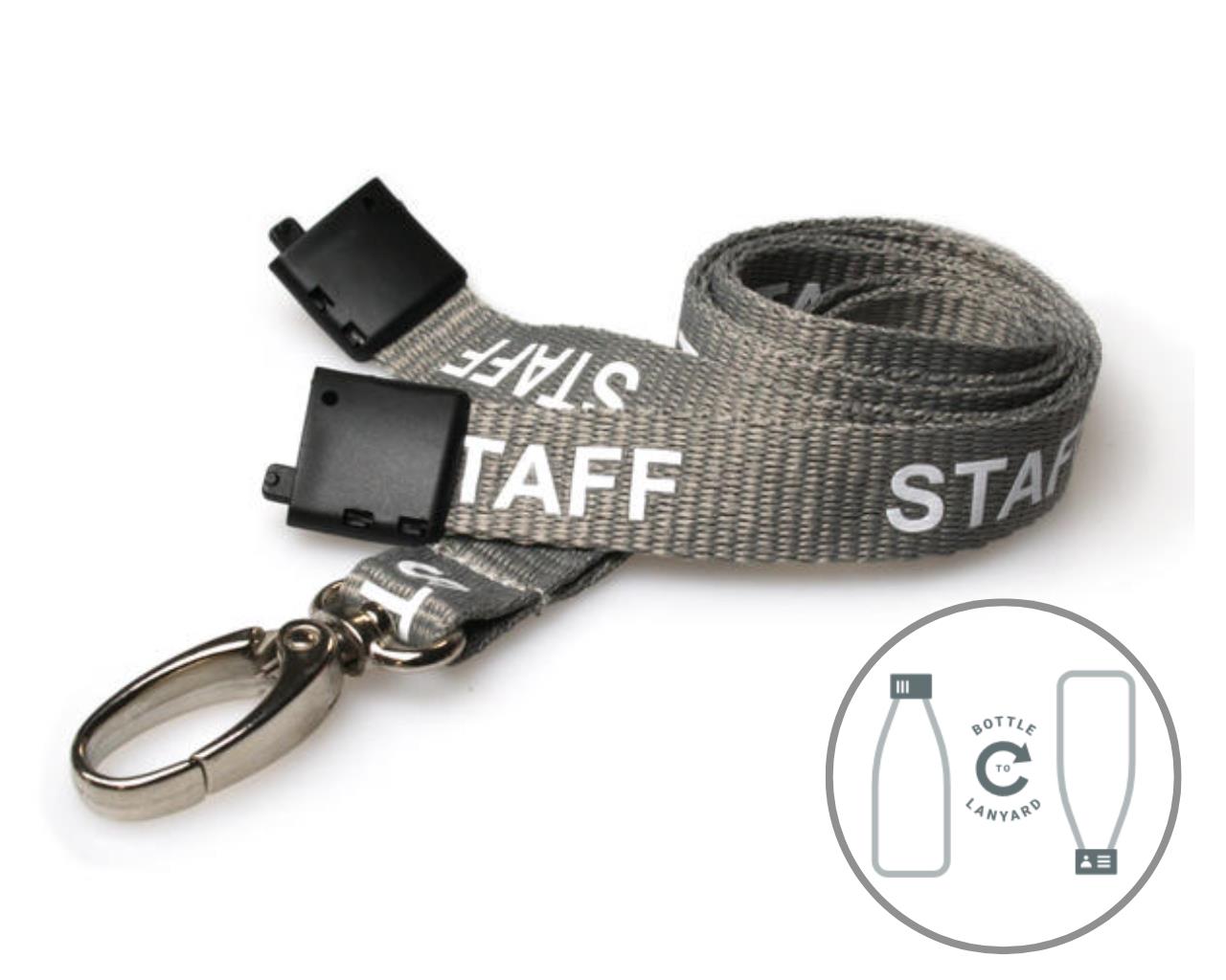 Digital ID 15mm Recycled Grey Staff Lanyards with Metal Lobster Clip (