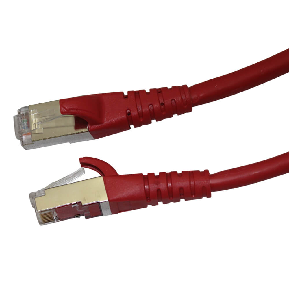 Videk Cat6A Booted LSZH 10g S/FTP RJ45 Patch Cable Red 0.3m