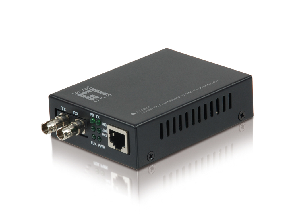 Image of LevelOne RJ45 to ST Fast Ethernet Media Converter, Multi-Mode...