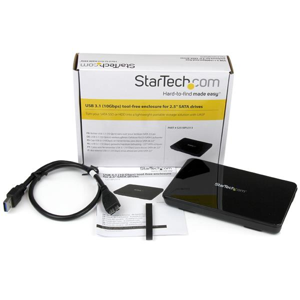 StarTech.com USB 3.1 (10 Gbps) Tool-Free Enclosure for 2.5â€ SATA Drives