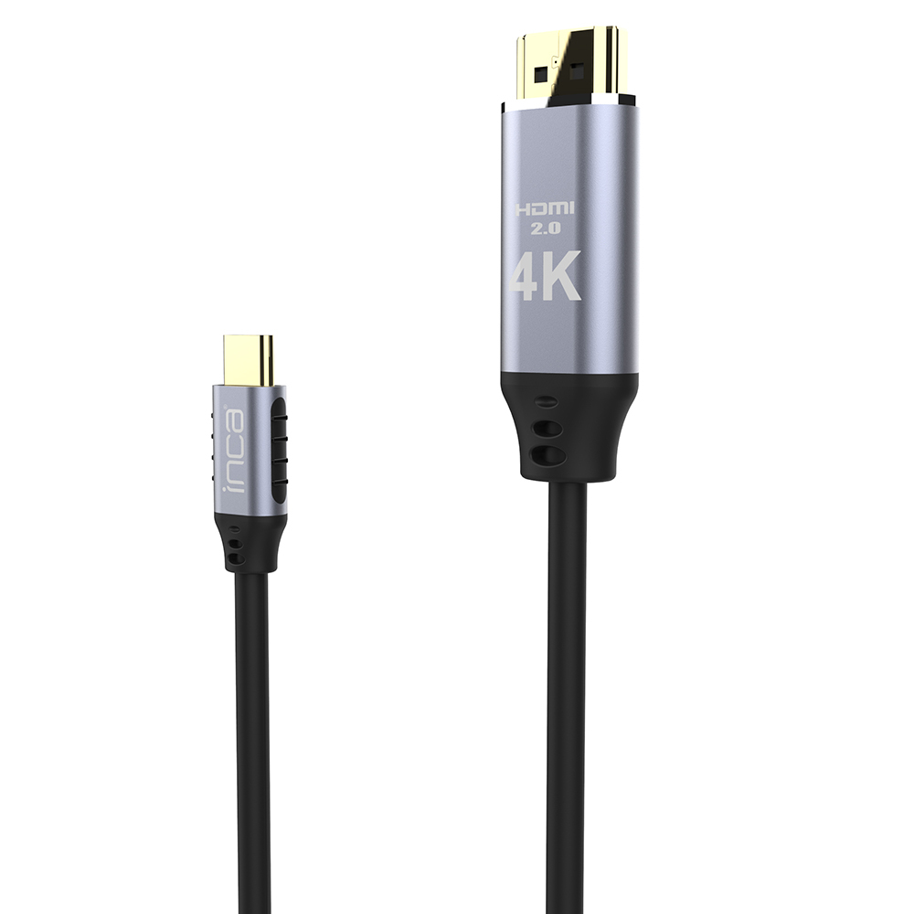 Inca ITCH-20 video cable adapter 2 m USB Type-C HDMI Black, Silver