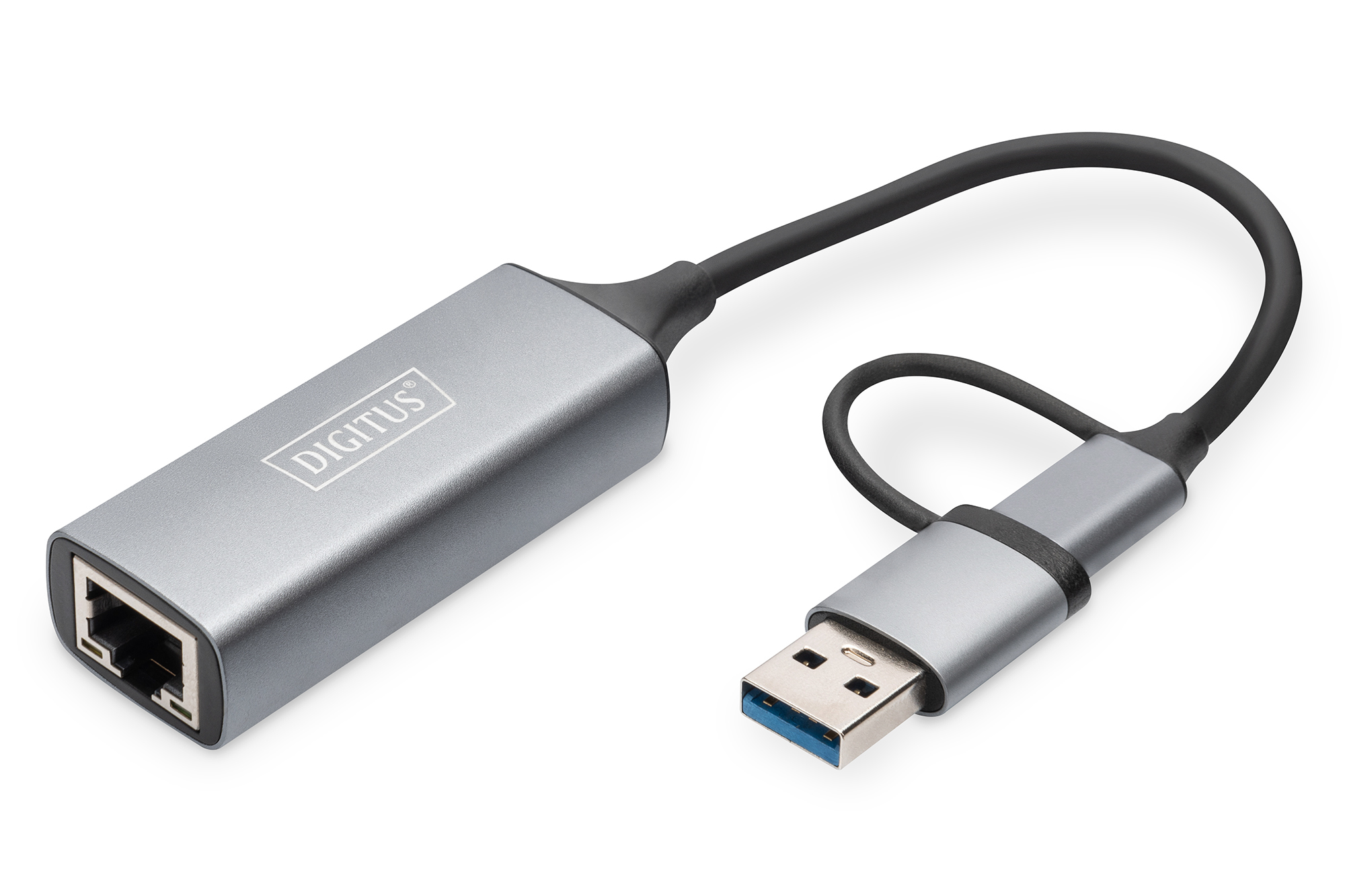 Digitus USB Type-CTM Gigabit Ethernet Adapter 2.5G, USB-CTM + USB A (USB3.1/3.0)
