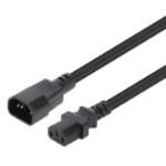 Manhattan Power Cord with C13 Female to C14 Male, 10 A, 250 V, Connects a PDU or UPS to a Server, Switch, Storage System and More, Black
