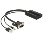 DeLOCK 62597 video cable adapter 0.25 m HDMI Type A (Standard) VGA (D-Sub) + 3.5mm + USB Type-A Black