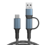 JLC CB31 Braided Type C 3.1 (Male) to Type C (Male) & USB (Male) Adapter Cable - 1M - Black