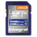 Integral INSDX256G-100V30 256GB SD CARD SDXC UHS-1 U3 CL10 V30 UP TO 100MBS READ 45MBS WRITE memory card UHS-I