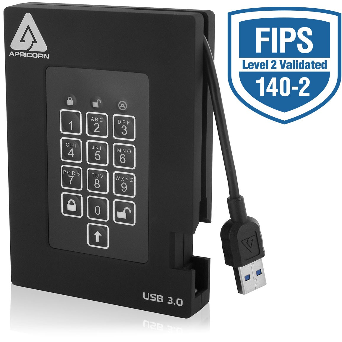 Image of Apricorn Aegis Padlock Fortress external hard drive 2 TB Black