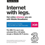 Three Three 3G 4G & 5G-Ready 3GB Prepaid Mobile Broadband Trio SIM Card