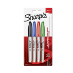 Sharpie Permanent Marker Fine Tip 0.9mm Line Assorted Standard Colours (Pack 4) - 1985858