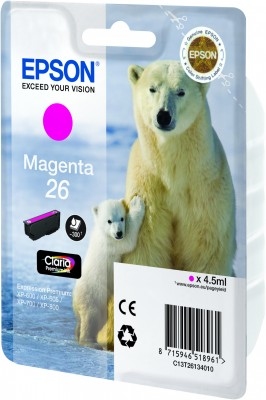 Epson C13T26134010/26 Ink cartridge magenta. 300 pages 4.5ml for Epson