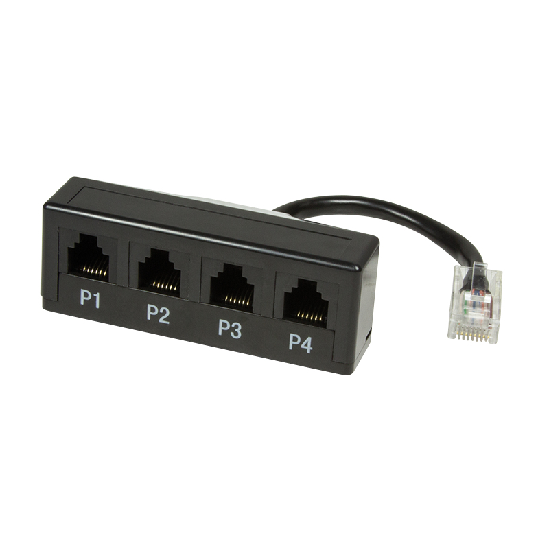 Image of LogiLink 0.1m RJ45/4xRJ11 telephone splitter Black