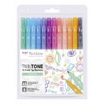 Tombow TwinTone Pastels marker 12 pc(s) Fine/Bullet tip Black, Blue, Brown, Cyan, Green, Orange, Pink, Red, Violet, Yellow