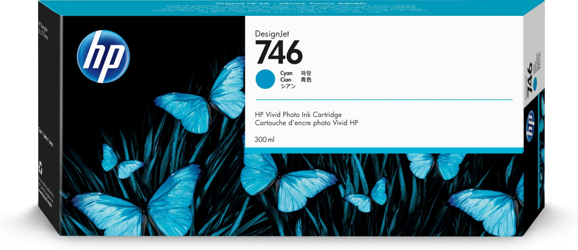 HP Cartucho de tinta cian DesignJet 746 de 300 ml