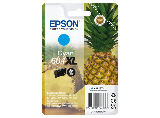 Image of Epson C13T10H24010/604XL Ink cartridge cyan high-capacity, 350...