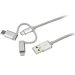 StarTech.com 1 m (3 f.t) USB Multi Charging Cable - USB to Micro-USB or USB-C or Lightning for iPhone / iPad / iPod / Android - Apple MFi Certified - 3 in 1 USB Charger - Braided