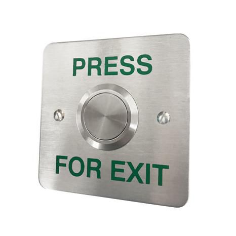 Flush mount stainless steel  exit button (35mm button) -  PRESS FOR EXIT thumbnail
