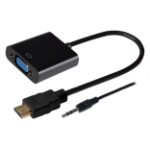 Maplin HDMI to VGA Female + 3.5mm Audio Jack Port Adapter 10cm Cable