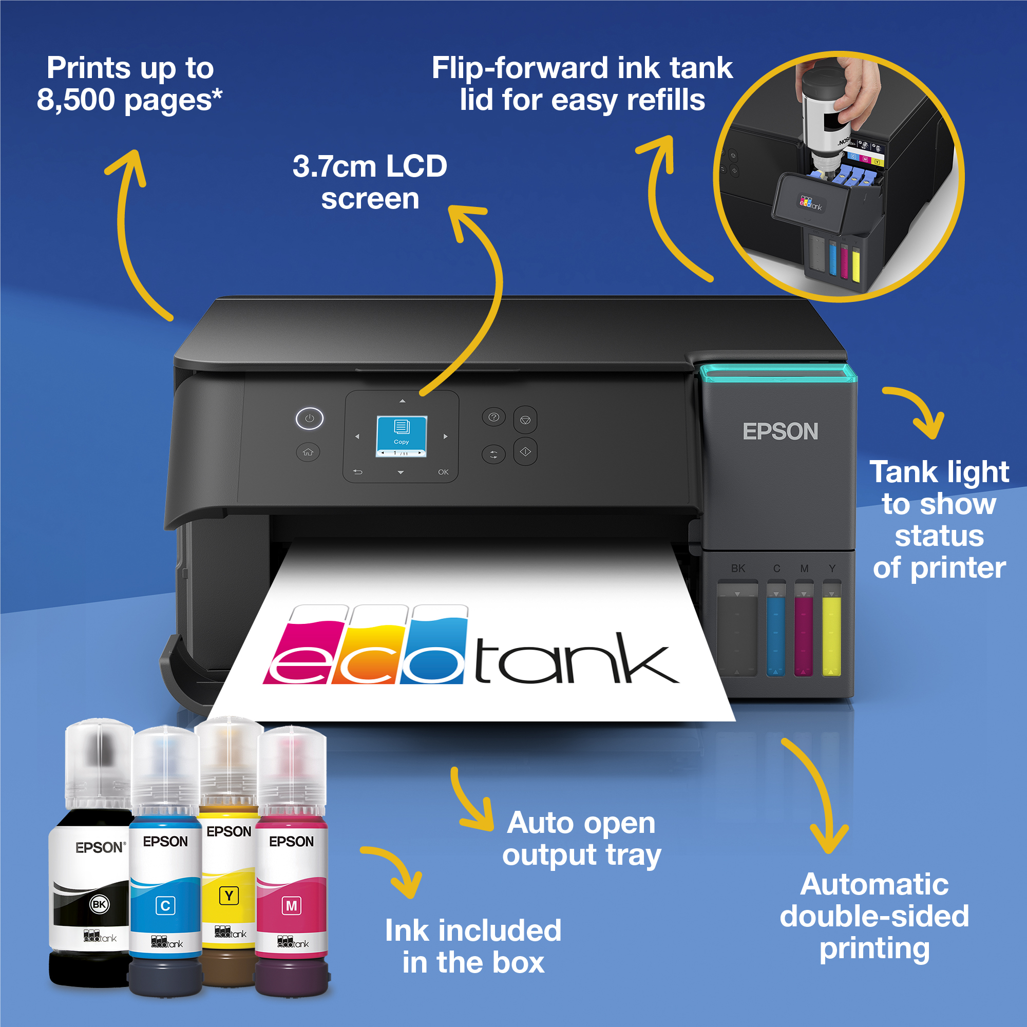 Epson EcoTank ET-2951 Wireless Colour 3-in-1 Inkjet Printer C11CL41403