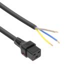 ACT Netsnoer C19 IEC Lock - open einde zwart 2 m, PC1174, 5-Pack