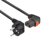 ACT Netsnoer CEE 7/7 male (haaks) - C13 IEC Lock (rechts haaks) zwart 3 m, EL454S
