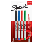 Sharpie Permanent Marker Ultra Fine Tip 0.6mm Line Assorted Standard Colours (Pack 4) - 1985879