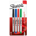 Sharpie Permanent Marker Ultra Fine Tip 0.6mm Line Assorted Standard Colours (Pack 4) - 1985879