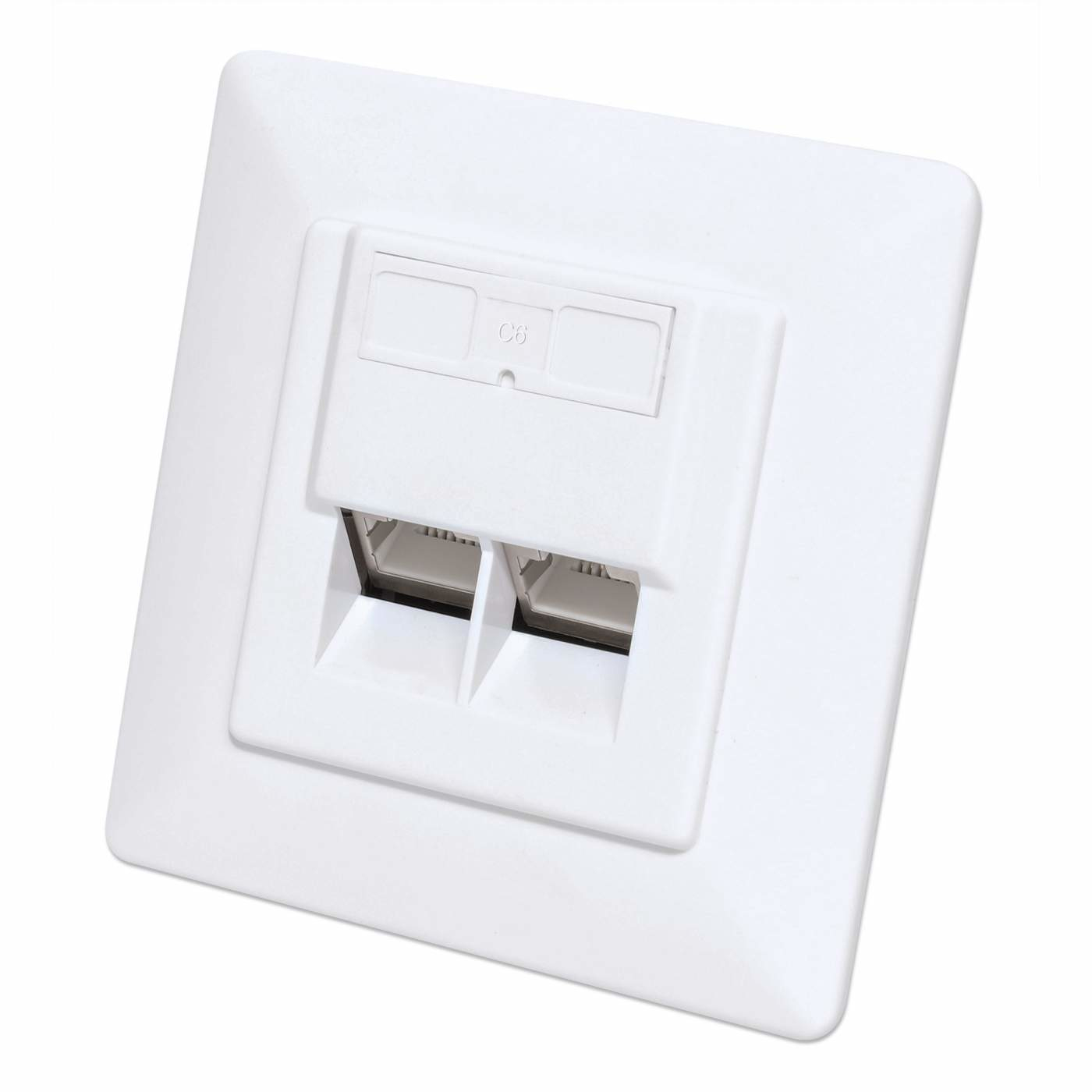 Image of IC Intracom 2-Port Cat6a 10G RJ45-Unterputzdose STP weiß - Cable...
