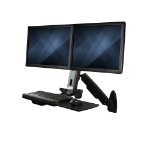StarTech.com Wall Mount Workstation - Articulating Full Motion Standing Desk w/ Height Adjustable Dual VESA Monitor & Keyboard Tray Arm - Mouse/Scanner Holders - Ergonomic Wall Mounted Desk