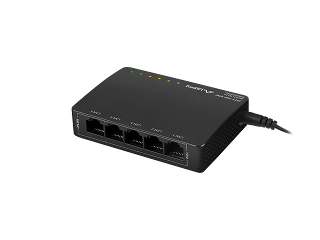 Lanberg DSP3-1005-60W nätverksswitchar Ohanterad Gigabit Ethernet (10/100/1000) Strömförsörjning via Ethernet (PoE) stöd Svart