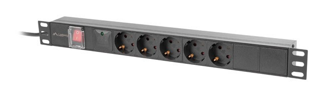 Lanberg PDU-05F-0200-BK power distribution unit (PDU) 5 AC outlet(s) 1U Black