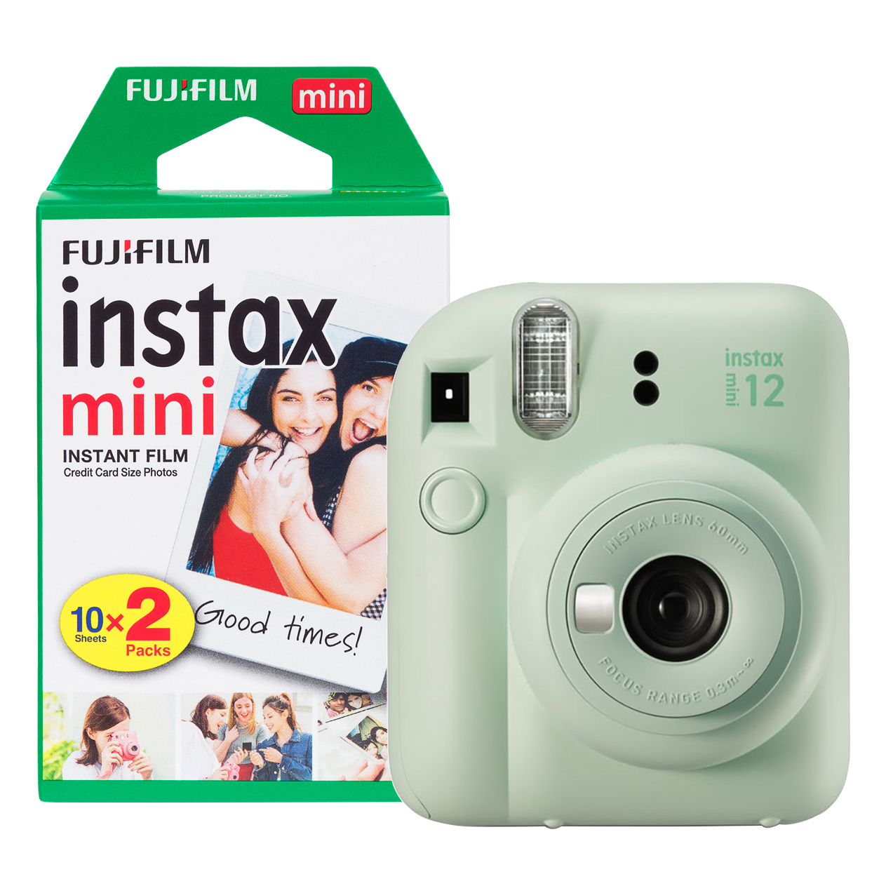 16806119+2PK FUJI Instax Mini 12 Instant Camera with 20 Shot Film Pack - Mint Green